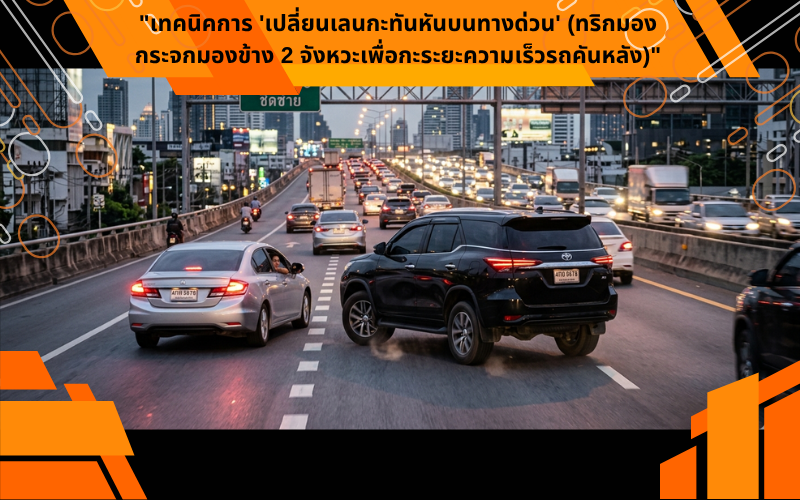 "เทคนิคการ 'เปลี่ยนเลนกะทันหันบนทางด่วน' (ทริกมองกระจกมองข้าง 2 จังหวะเพื่อกะระยะความเร็วรถคันหลัง)"