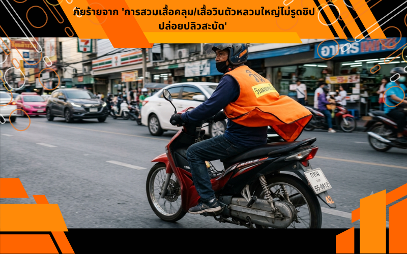 ภัยร้ายจาก 'การสวมเสื้อคลุม/เสื้อวินตัวหลวมใหญ่ไม่รูดซิปปล่อยปลิวสะบัด'