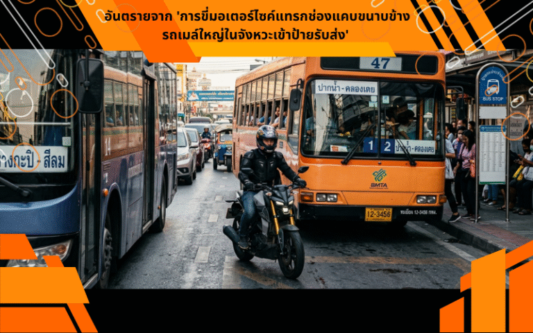 อันตรายจาก 'การขี่มอเตอร์ไซค์แทรกช่องแคบขนาบข้างรถเมล์ใหญ่ในจังหวะเข้าป้ายรับส่ง'