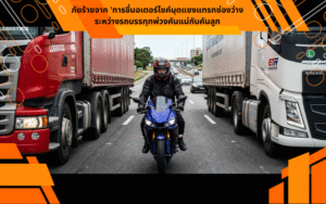 ภัยร้ายจาก 'การขี่มอเตอร์ไซค์มุดแซงแทรกช่องว่างระหว่างรถบรรทุกพ่วงคันแม่กับคันลูก