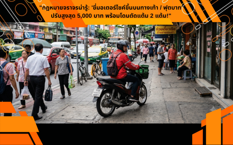 กฎหมายจราจรน่ารู้: ขี่มอเตอร์ไซค์ขึ้นบนทางเท้า / ฟุตบาท' ปรับสูงสุด 5,000 บาท