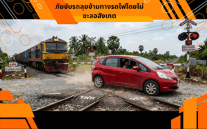 ภัยขับรถลุยข้ามทางรถไฟโดยไม่ชะลอสังเกต