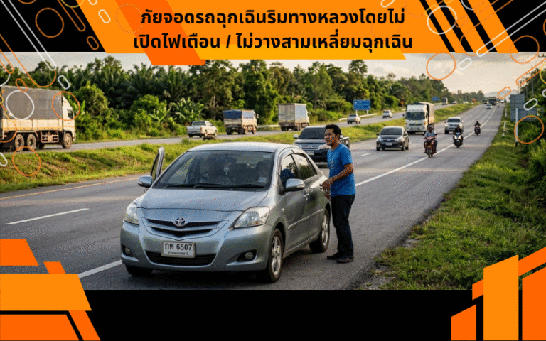 ภัยจอดรถฉุกเฉินริมทางหลวงโดยไม่เปิดไฟเตือน / ไม่วางสามเหลี่ยมฉุกเฉิน