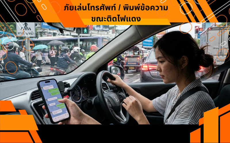 ภัยเล่นโทรศัพท์ / พิมพ์ข้อความขณะติดไฟแดง